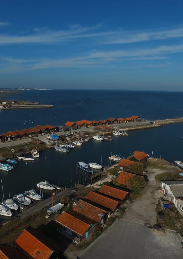 Vue aérienne du port de Larros