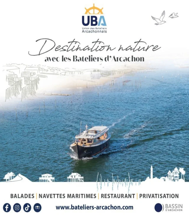Bateau de l'Union des bateliers (UBA) pour découvrir le Bassin d'Arcachon sur l'eau